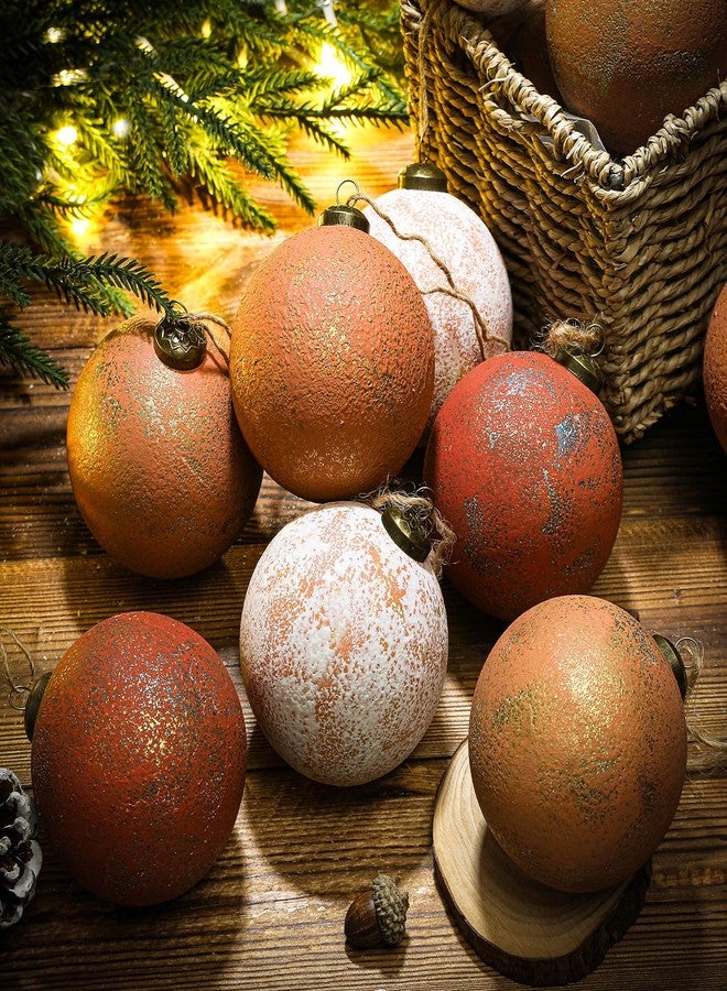 Bornerwhite 12 Pcs 3.15'' Large Rustic Vintage Neutral Textured Farmhouse Brown 2025 Christmas Ornaments Ball for Christmas Tree Decor,Boho Orange Copper Hanging Xmas Ornaments Shatterproof Ball for Home Decor - Image 2